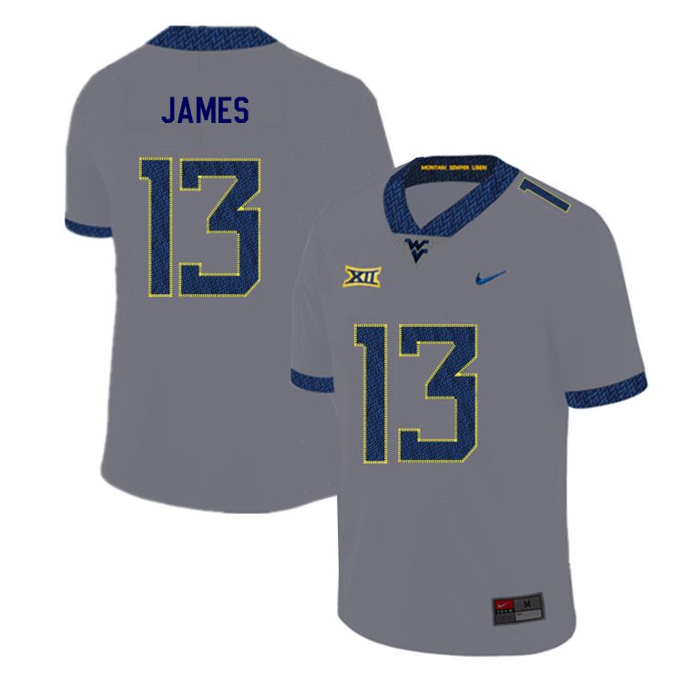 2019 Men #13 Sam James West Virginia Mountaineers College Football Jerseys Sale-Gray